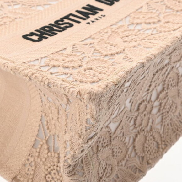 CHRISTIAN DIOR Book Tote Small Beige Lace Handbag - Picture 6 of 12